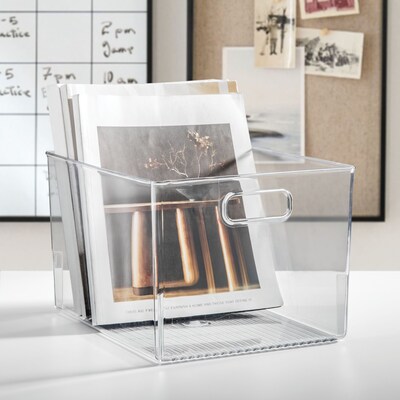 Plastic Storage Bins with Handles for Household Storage and Organization - Ideal for Kitchen, Bathroom, or Home Office