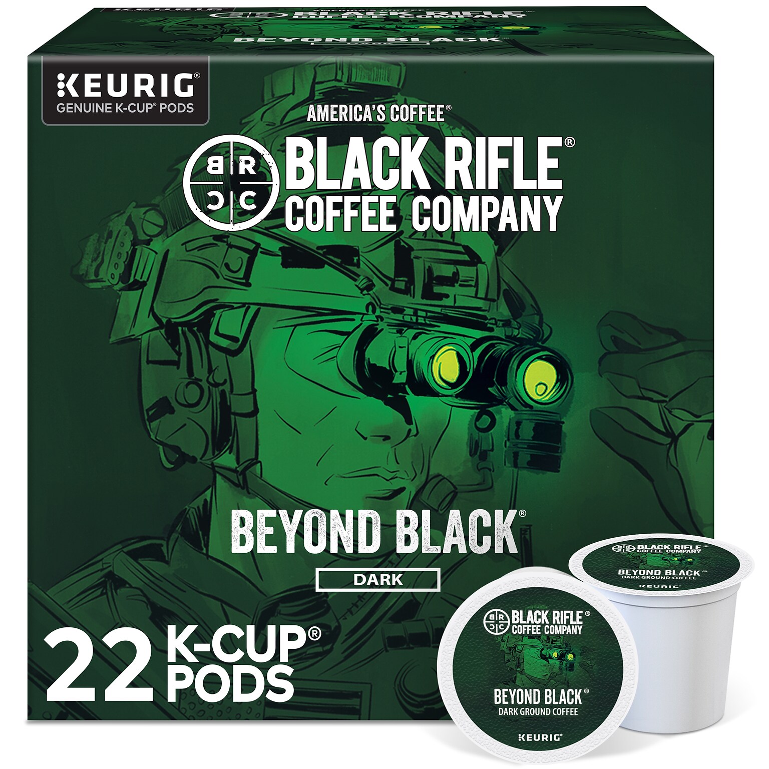 Black Rifle Coffee Company Beyond Black Coffee Keurig® K-Cup® Pods, Dark Roast, 22/Box (5000384043)