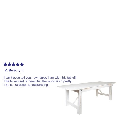 Flash Furniture HERCULES Series 96" Folding Farm Dining Table, Rustic White (XAF96X40WH)