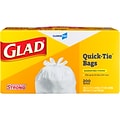 Glad Quick-Tie Tall Kitchen Trash Bags, 13 Gallon, 200/Box (15931)