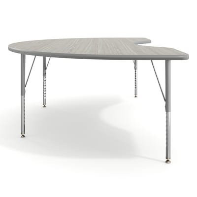 Flash Furniture Wren Kidney Activity Table, 96" x 48", Height Adjustable, Light Gray Top/Silver Frame (XUA4896KDLGTP)