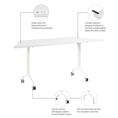 Bush Business Furniture Synergy 72"W Trapezoid Shaped Conference Table, White (SGD172WH)