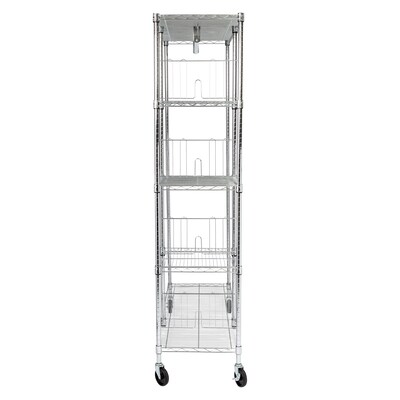 Honey-Can-Do Rolling Closet with Garment Bar and Shelves, 18"W, Chrome (SHF-01567)