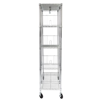 Honey-Can-Do Rolling Closet with Garment Bar and Shelves, 18"W, Chrome (SHF-01567)