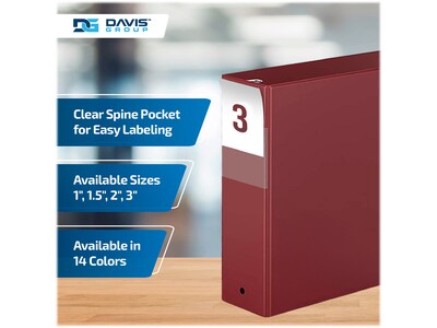 Davis Group Premium Economy 3" 3-Ring Non-View Binders, Burgundy, 6/Pack (2314-08-06)