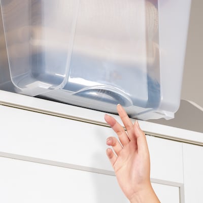 IRIS Stack & Pull 54 Qt. Latch Lid Storage Box, Clear (100242)