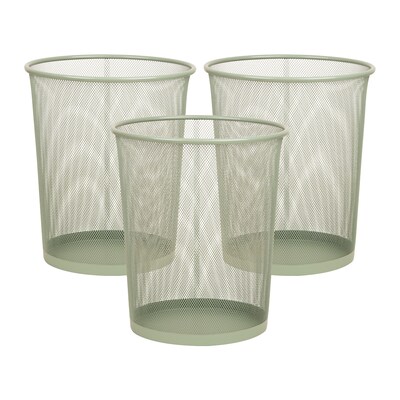 Staples Metal Mesh Trash Can, 4.4 Gallon, Sage Green, 3/Pack (ST63859)