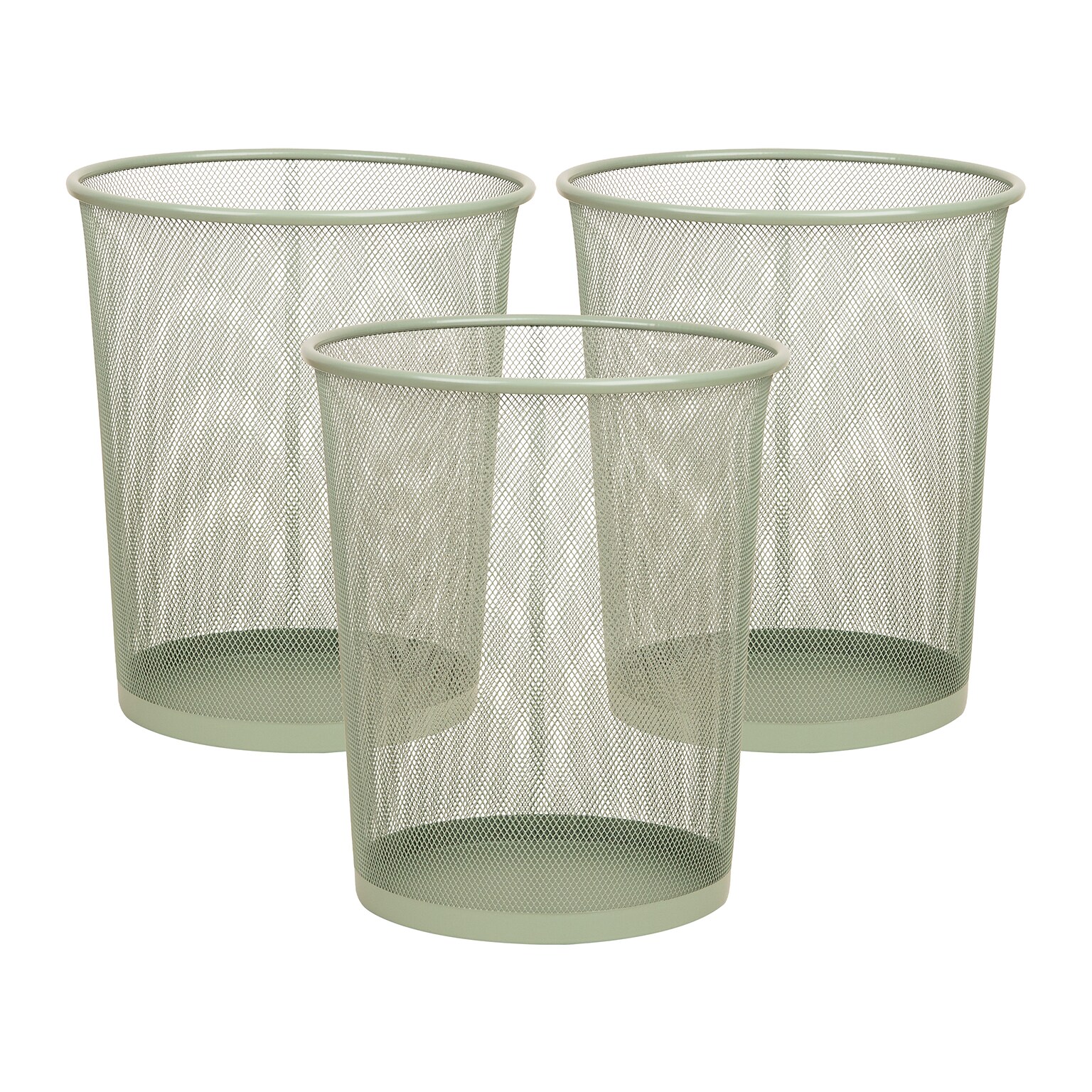 Staples Metal Mesh Trash Can, 4.4 Gallon, Sage Green, 3/Pack (ST63859)
