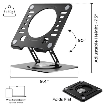 Uncaged Ergonomics 10.2" x 10" Metal Swivel Laptop Stand 2.0, Black (SLS-Black)