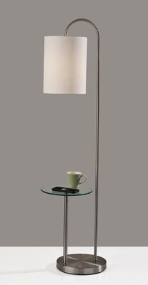 Adesso Amira 64"H Brushed Steel Floor Lamp with Drum Shade (4062-22)