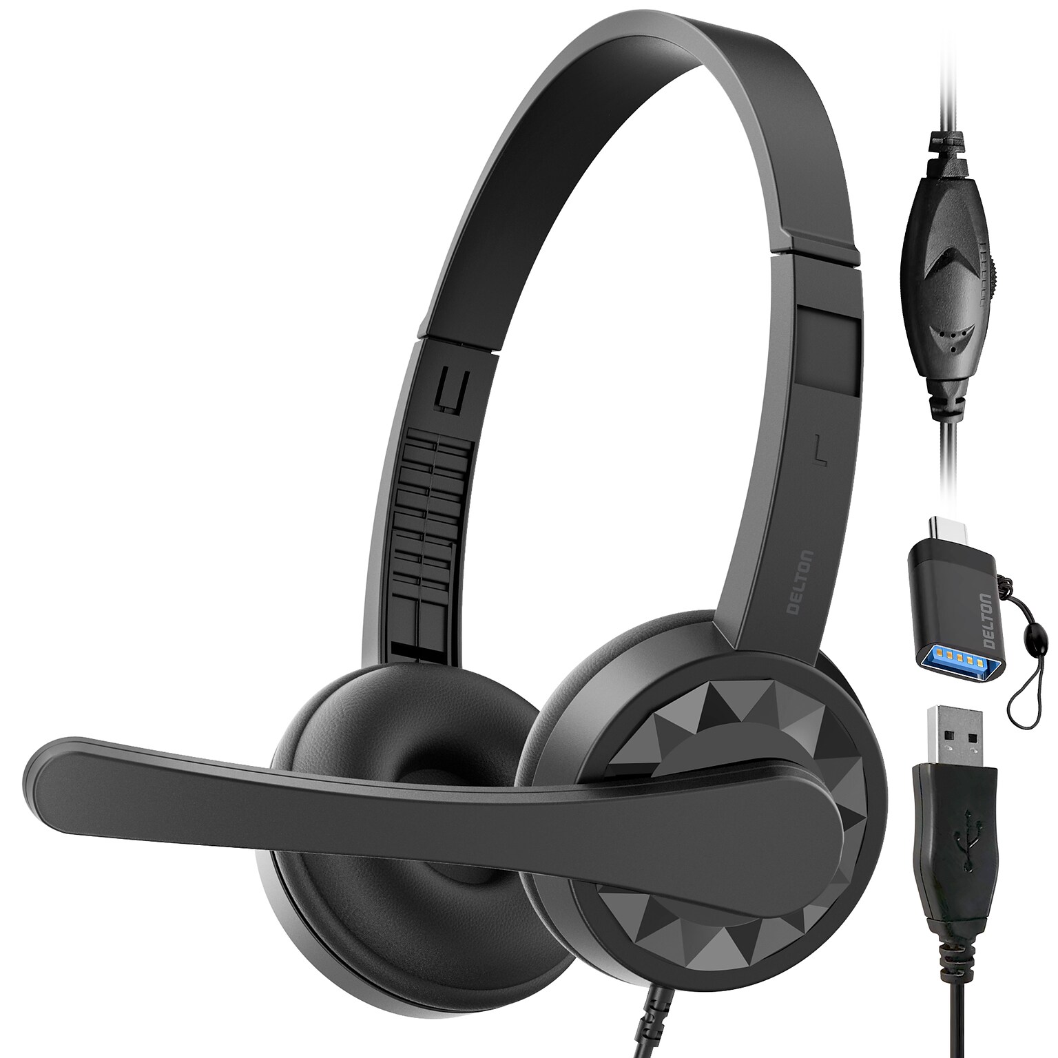 Delton 12Y Noise-Canceling Stereo On-Ear Headset, USB Type-A (DWH12YAC)