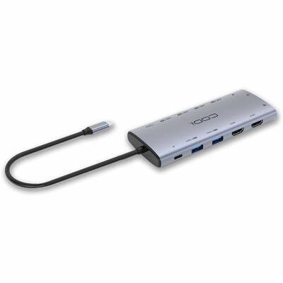 CODi 12-in-1 Multi-Port USB-C Docking Station, 85W Power Delivery, Silver (HB012-1)