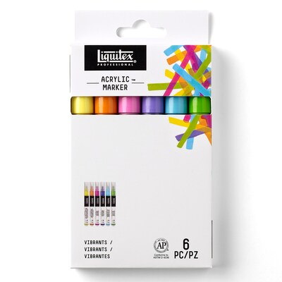 Liquitex Professional Acrylic Paint Marker, Fine Tip 2 mm, Vibrant Colors, 6/Pack (LIQ3699247)