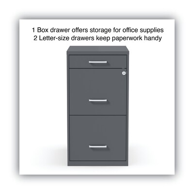 Alera® Soho 2 File-Drawer Vertical Standard File Cabinet, Letter Size, Lockable, 24.1"H x 14"W x 18"D, Charcoal (2806768)