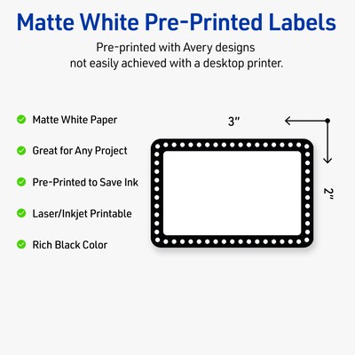 Avery Laser/Inkjet Rectangle Multipurpose Labels, 2 x 3, White, 80/Pack (S00DKM)