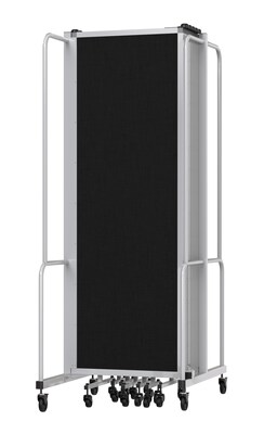 National Public Seating Robo Series 11-Panel Folding Mobile Room Divider, 72H x 256W, Black Fabric (RDG6-11PT10)