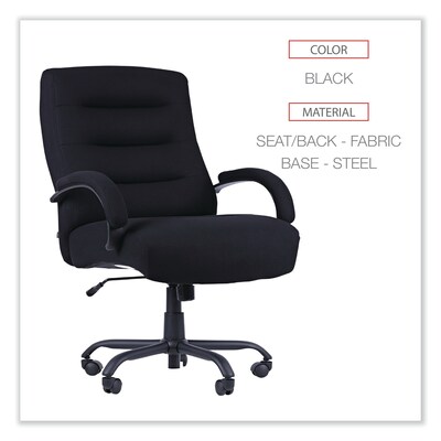 Alera® Kësson Series Big & Tall Fixed Arm Fabric Swivel Computer and Desk Chair, Black (12010-00)