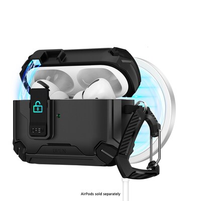 SaharaCase Raider Series Heavy Duty Case Compatible with Magsafe for Airpods Pro 3, Secure Lock, Scorpion Black (HP00215)