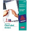 Avery Print & Apply Blank Divider, 5-Tab, Clear, Set (11416)