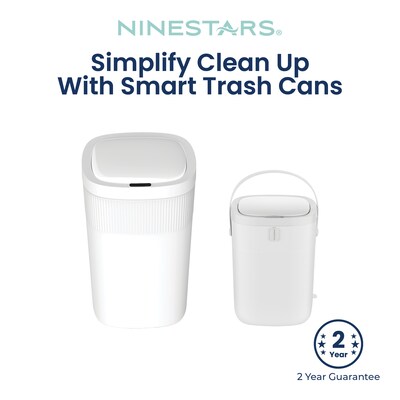 Nine Stars Plastic Motion Sensor Trash Cans, White, 2/Pack (CB50-36/12-36WH)