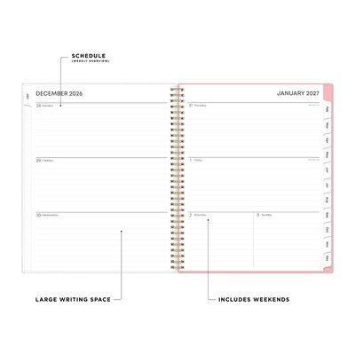 2027 Blue Sky Mimi Pink 8.5 x 11 Calendar Year Weekly & Monthly Planner, Plastic Cover (137264-27)