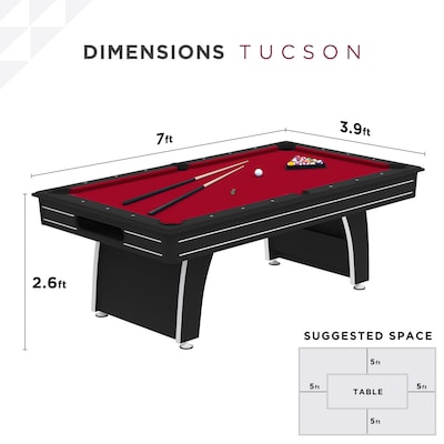 Fat Cat Tucson 7' Pool Table with Ball Return, Red (64-0152)