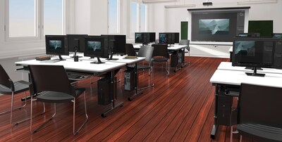 VersaDesk 60W Basic Computer Table, White/Black (BCT6024-BW)
