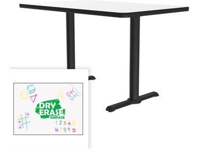 Correll Dry-Erase Markerboard Cafe Table, 30" x 60", Frosty White/Black (BTT3060DE-80)