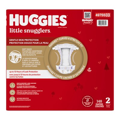 Huggies Little Snugglers Baby Diapers, Size 2, 148/Carton (49755)