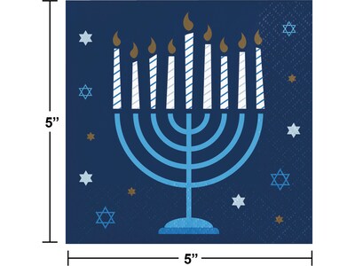 Creative Converting Hanukkah Beverage Napkin, Blue/Gold, 48/Pack (DTC366920BNAP)