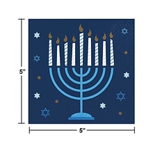 Creative Converting Hanukkah Beverage Napkin, Blue/Gold, 48/Pack (DTC366920BNAP)