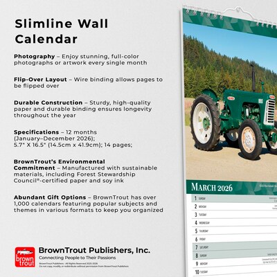 2026 BrownTrout Tractors 5.88" x 16.5" Monthly Wall Calendar (9798330705924)