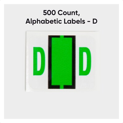 Smead BCCR Labels File Folder Label, D, Light Green, 500 Labels/Pack (67074)