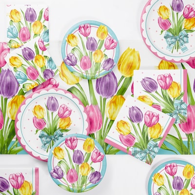 Say Hooray! Trendy Tulips Spring Disposable Tableware Set, 49/Pack (DTC9628E2A)