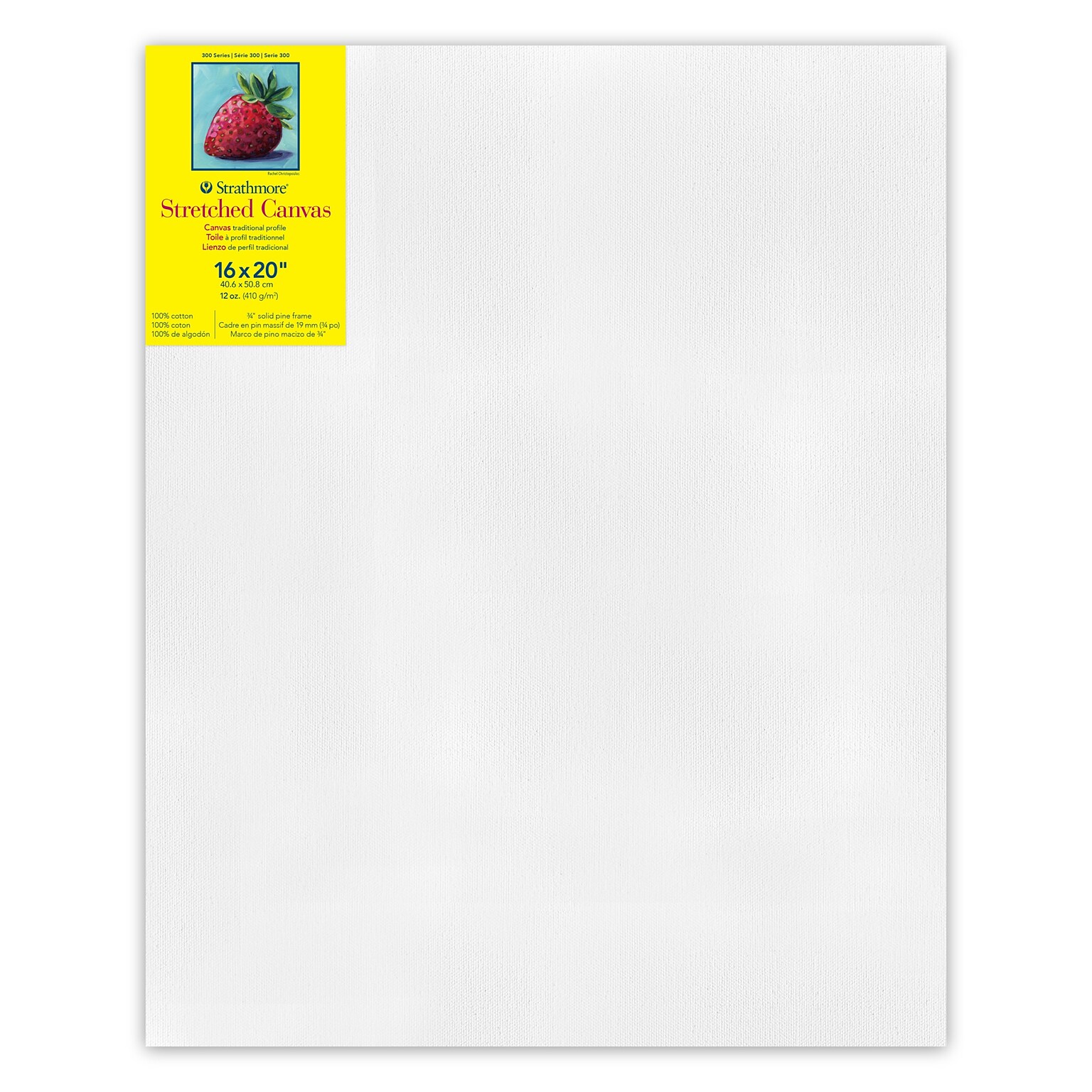 Strathmore 300 Series Primed White Stretched Canvas, 16 x 20  (STT31316)