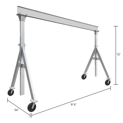 Global Industrial Height Adjustable Aluminum Gantry Crane, 12'W x 9'6"-12'H, 4000 Lb. Capacity (B2262132)