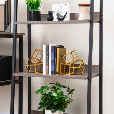 Mind Reader Geometric Cube Metal Book Ends, 6, Gold (BLOCKS2-GLD)