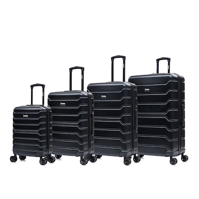 InUSA Trend 4-Piece Hardside Spinner Luggage Set, TSA Checkpoint Friendly, Black (IUTRESMLXL-BLK)
