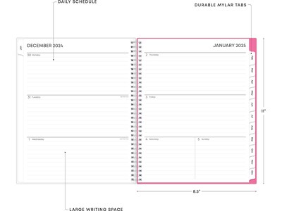 2025 Blue Sky Orchid 8.5" x 11" Weekly & Monthly Planner, Plastic Cover, White/Pink (137268-25)