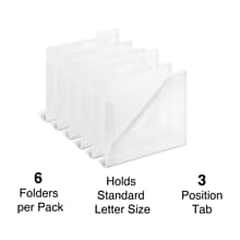 Staples® File Folders, 1/3 Cut Tab, Letter Size, Translucent Clear, 6/Pack (TR11863)