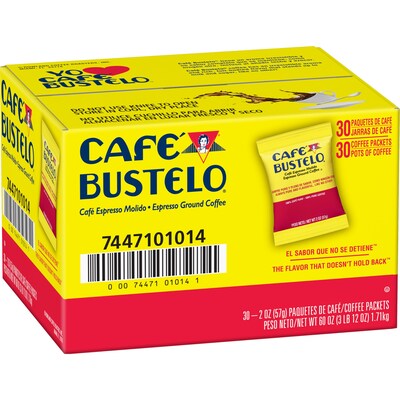 Café Bustelo Espresso Coffee Fraction Pack, Espresso Roast, 2 oz., 30/Carton (SMU01014)