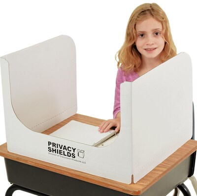 Classroom Products Foldable Cardboard Freestanding Privacy Shield, 13"H x 20"W, White, 20/Box (WS1320 WH)