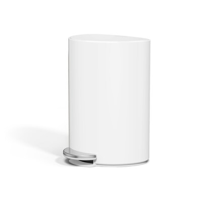 simplehuman 6L Semi-Round Can with Liner Pocket, White Steel, Indoor Step Trash Can, 1.6 Gallons (CW2108)