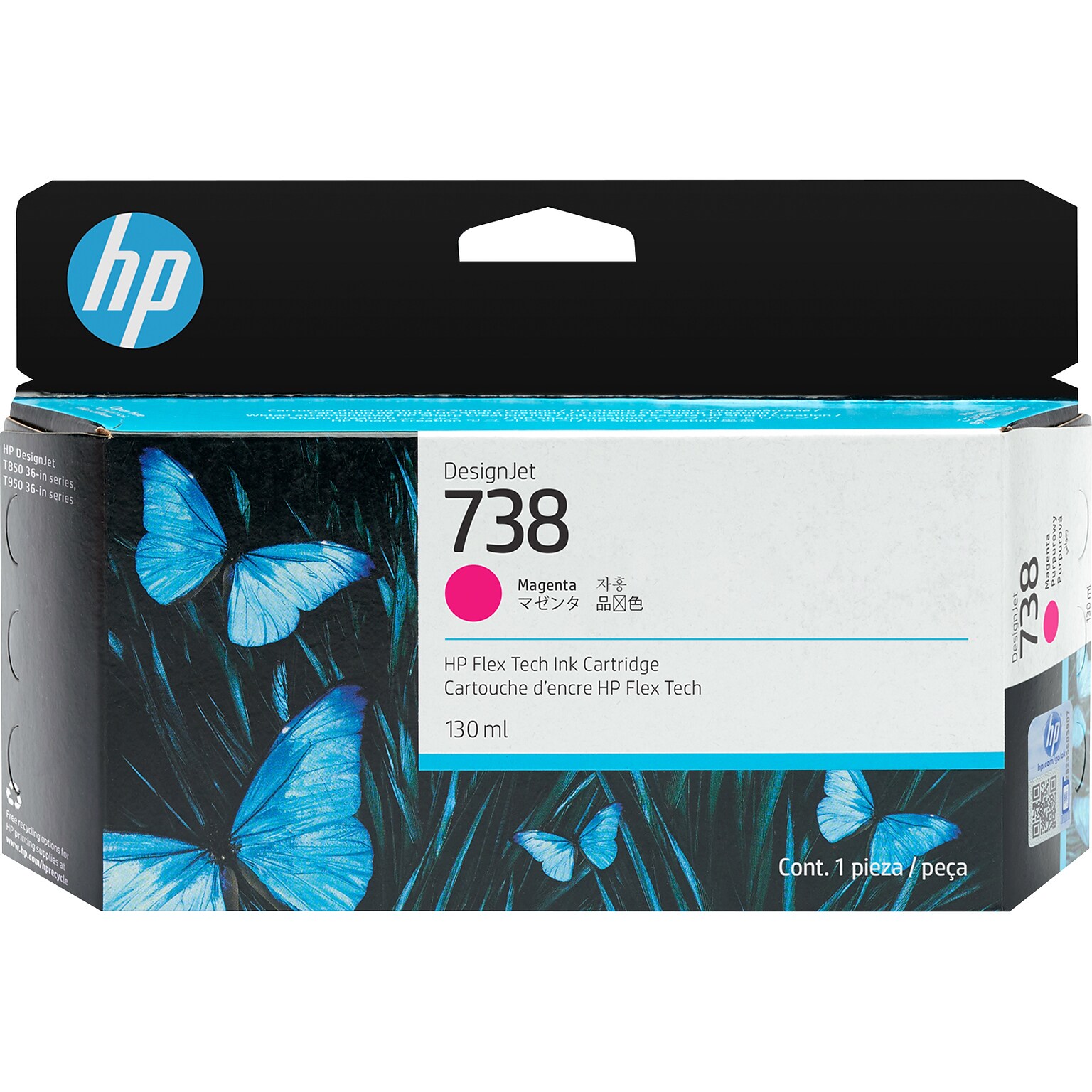 HP 738 Magenta Standard Yield Ink Cartridge (498N6A)