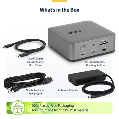 StarTech Universal Docking Station for Thunderbolt 5/4 and USB4 (Windows/macOS) Laptops, Gray (215N-TB5USB4DOCK)