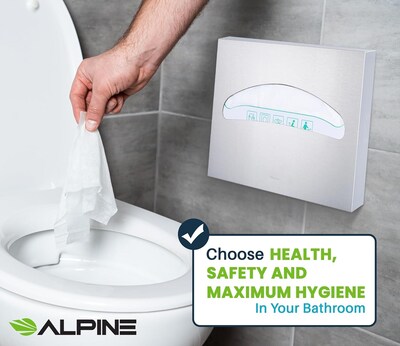 Alpine Industries Toilet Seat Cover Dispenser, Half-Fold, Stainless Steel (483-PKG)