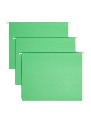 Smead Hanging File Folders, 1/5-Cut Adjustable Tab, Letter Size, Green, 25/Box (64061)