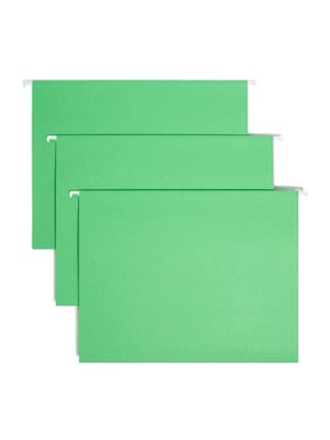 Smead Hanging File Folders, 1/5-Cut Adjustable Tab, Letter Size, Green, 25/Box (64061)