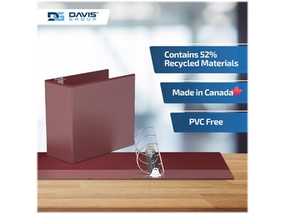 Davis Group Easyview Premium 5" 3-Ring View Binders, D-Ring, Burgundy, 4/Pack (8407-08-04)