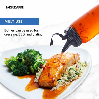 Farberware Condiment Squeeze Bottles, 12 oz., Black/Clear, 2/Pack (5309275)